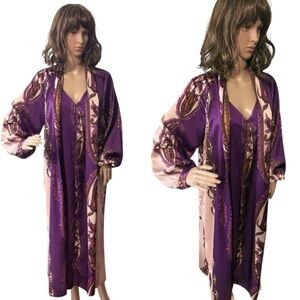 Julian Chang Bold Flowy Silky Dress Size L/XL